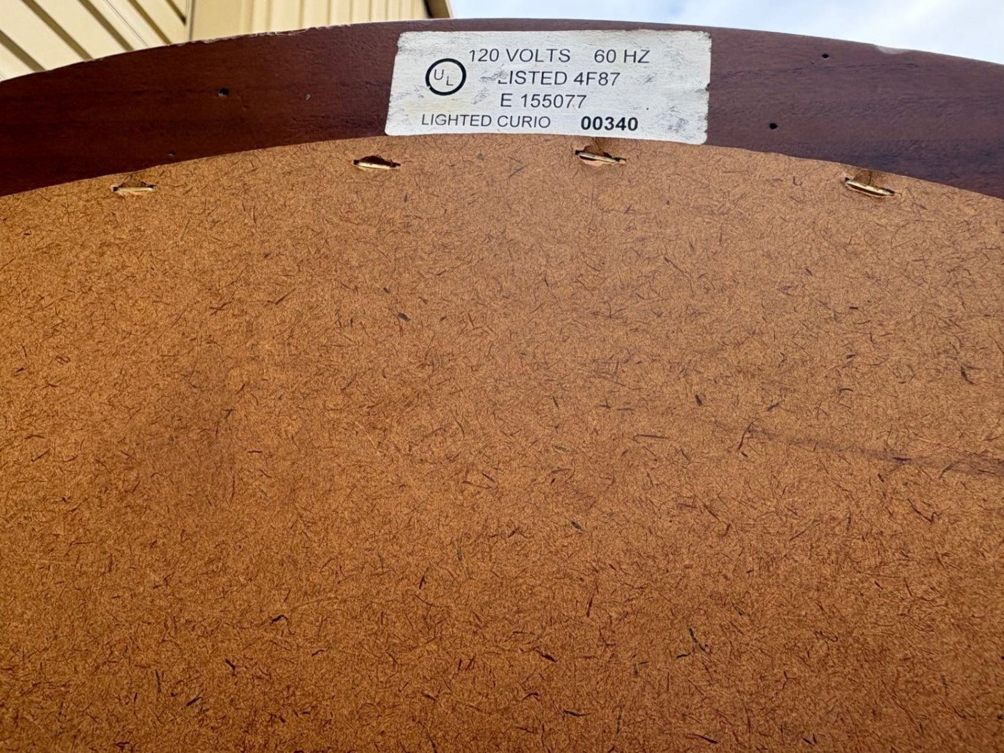 67572 PAIR  of Lighted Etched Glass Curio Cabinets with Wood Frame