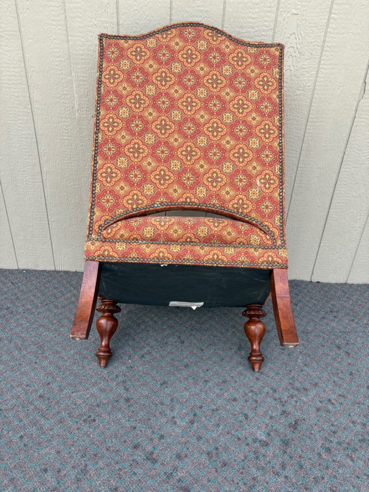 67940 Thomasville Traditional Wingback Armchair with Ornate Fabric Upholstery
