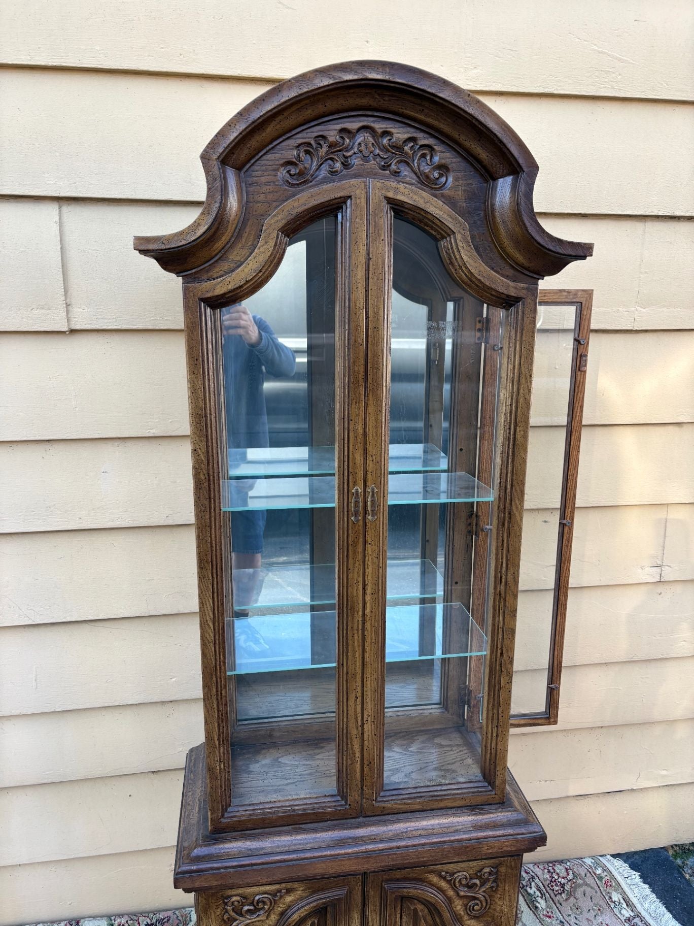 67728  Butler Traditional Oak Curio Cabinet with Glass Shelves