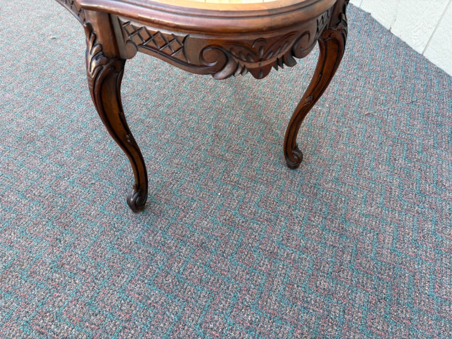 67432  Vintage French Provincial Etched Glass Coffee Table