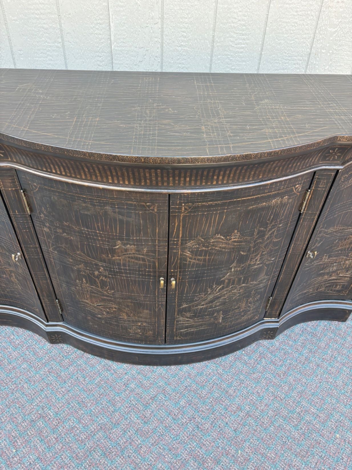 67647 Ethan Allen Asian-Inspired Sideboard Cabinet with Intricate Detailing