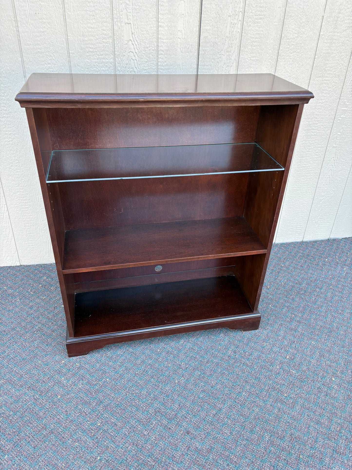 67532 Bombay Mahogany Bookcase with Glass Shelf, 1990s