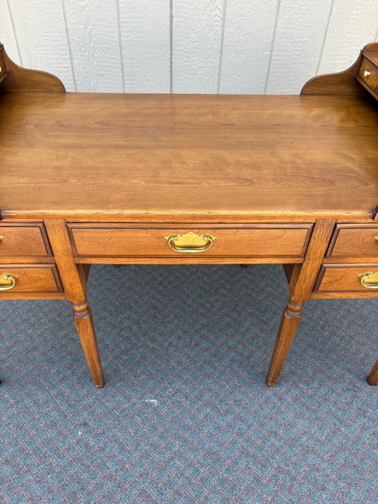 67832 Vintage Solid Cherry  Writing Desk with Drawers on sides and Brass Hardware
