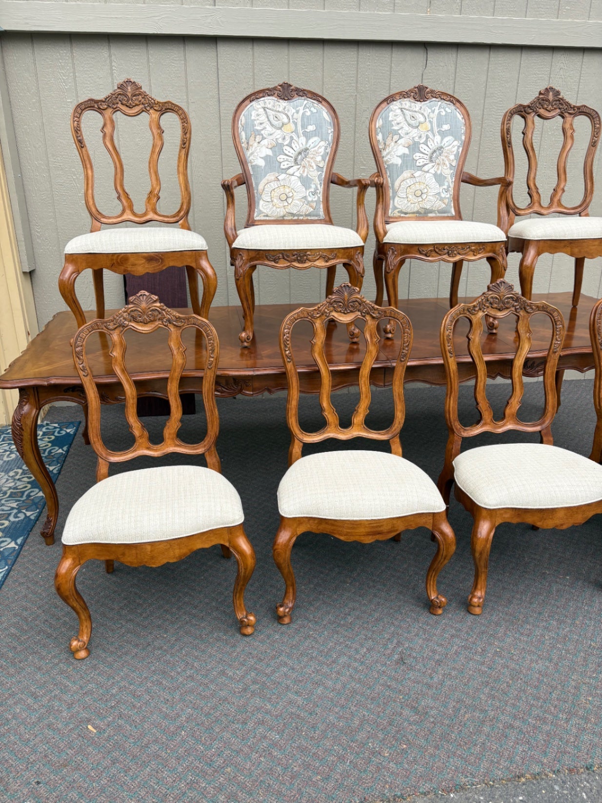 67798 Elegant Century Dining Table Set with 8 Chairs, French Provincial Style