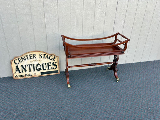 67645 Baker Furniture Mahogany Regency Style Plant Stand with Brass Casters