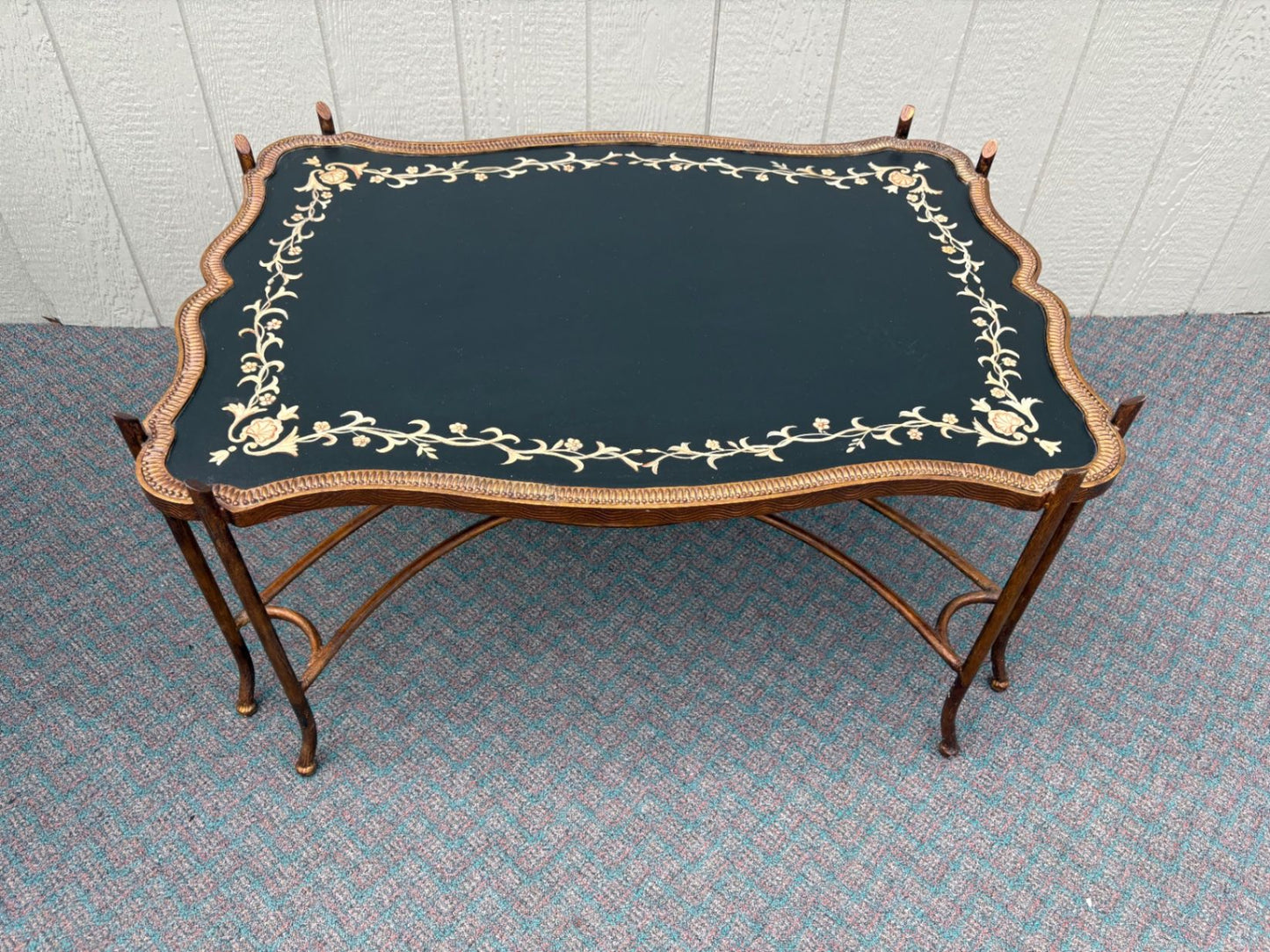 67617 Vintage French Style Coffee Table with Painted Floral Design