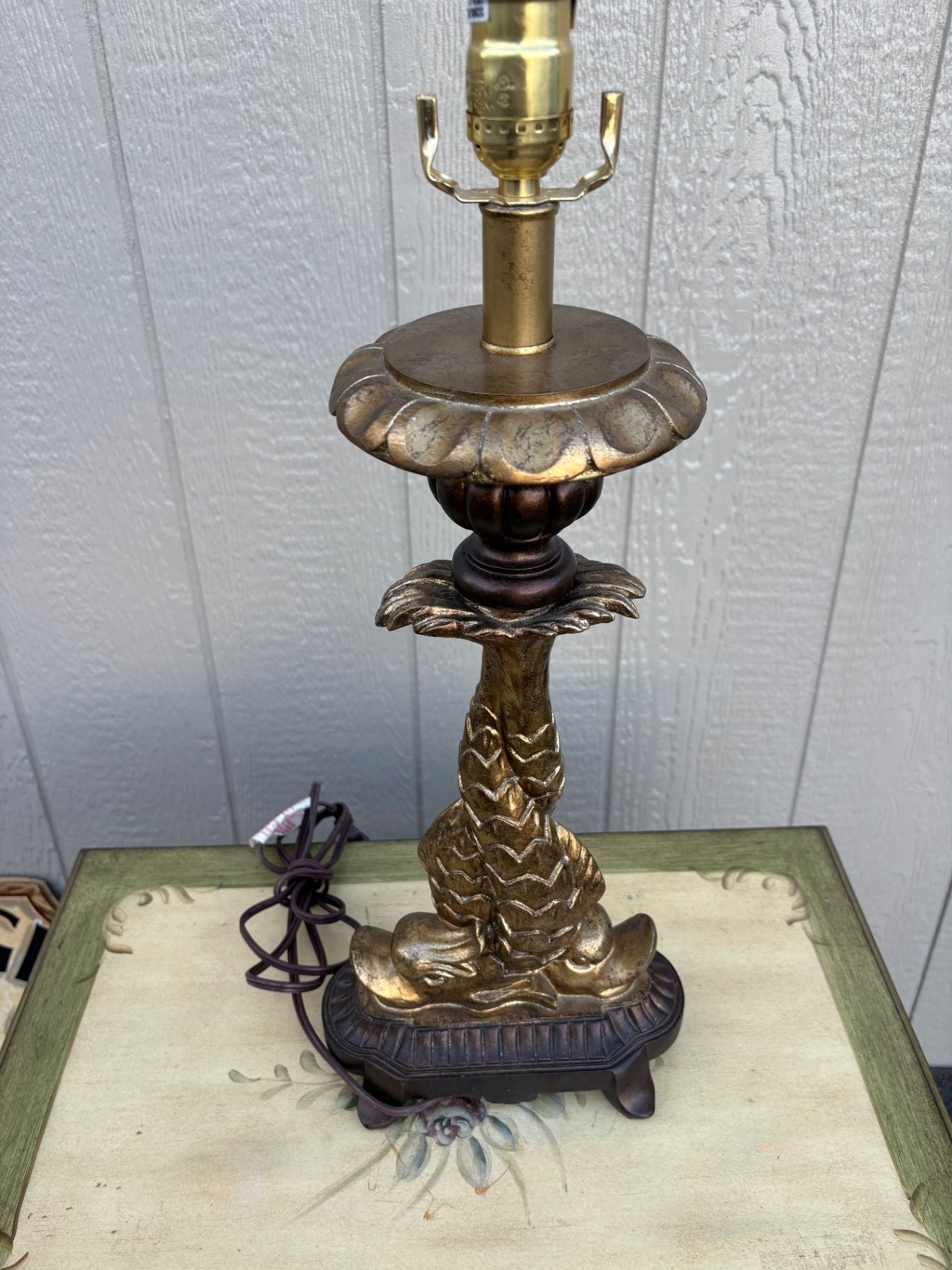 67651 Wildwood Lamps Fish Motif Table Lamp with Brass Accents
