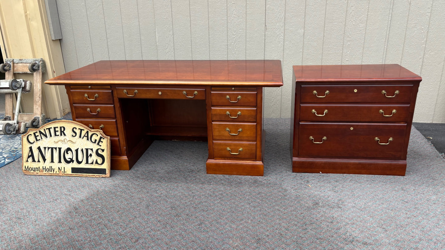 67835  Stanley Traditional Mahogany File Cabinet with Brass Hardware