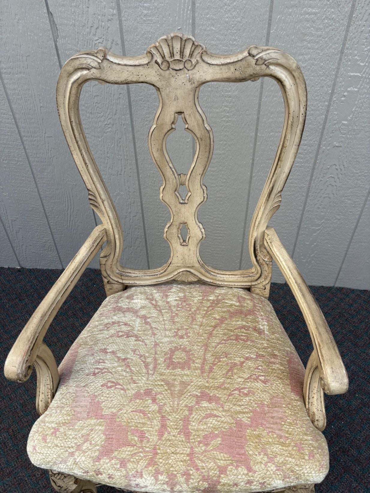 67586 Set of 6 Vintage French Provincial Dining Chairs in Cream Finish