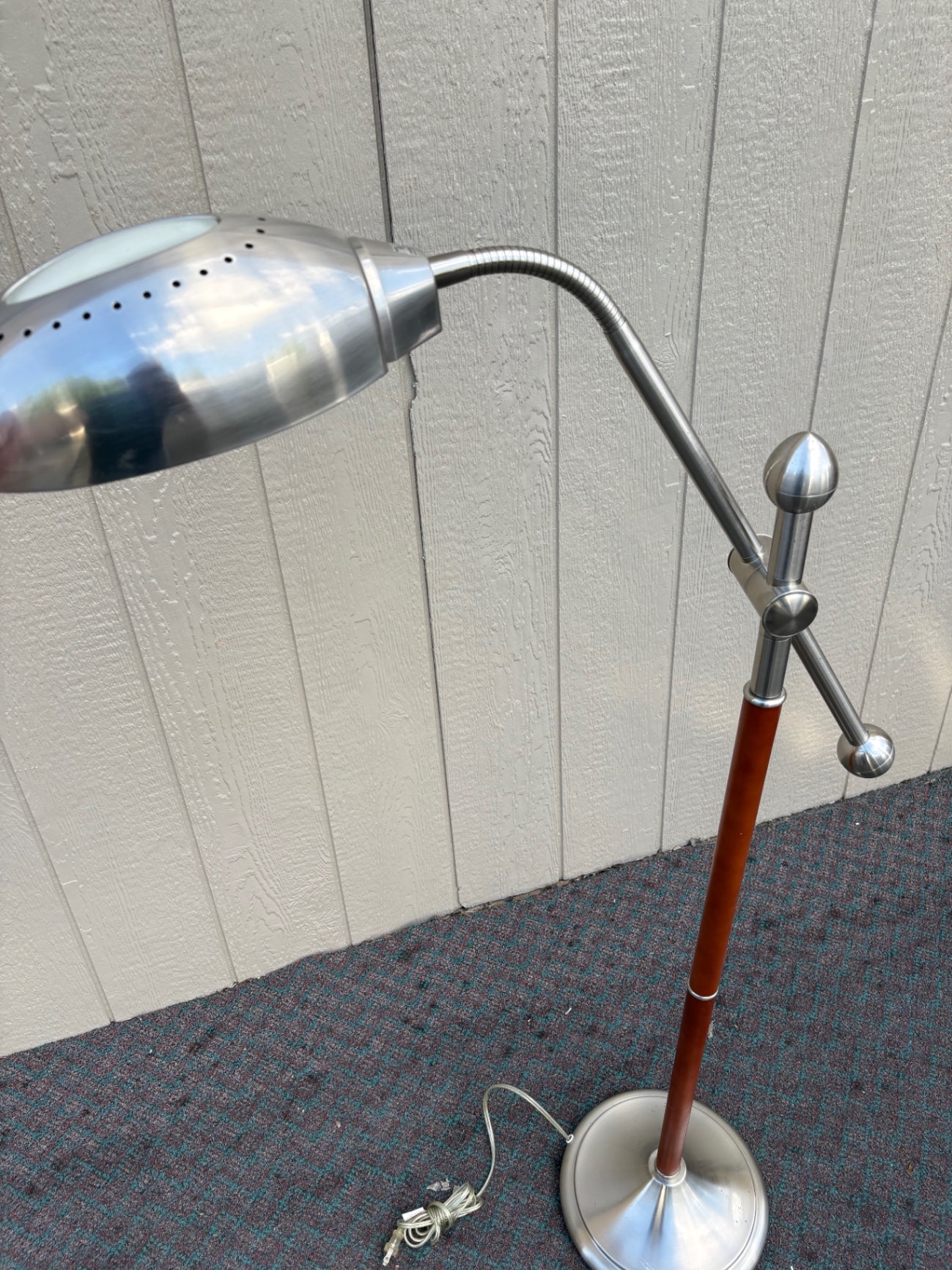 68048 Mid-Century Modern Adjustable Floor Lamp with Metal and Wood