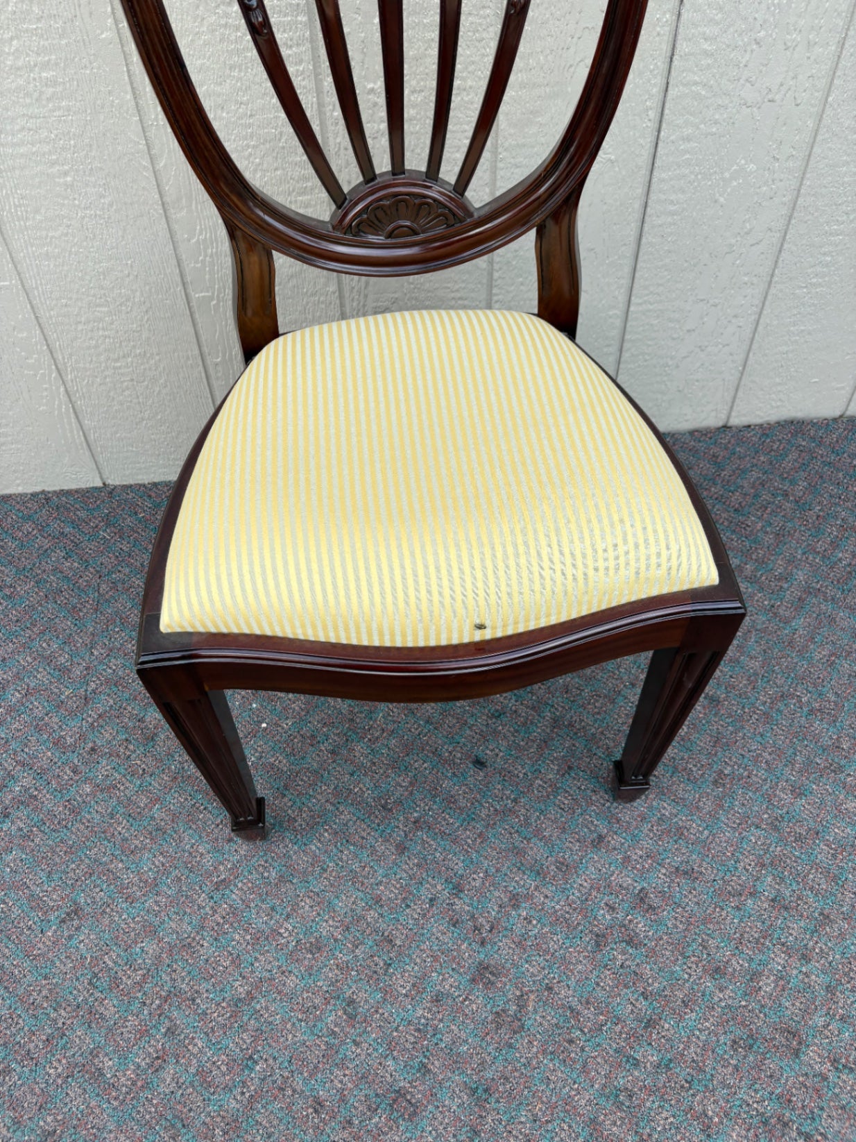 67640 Mahogany Shield Back Side Chair with Yellow Upholstery
