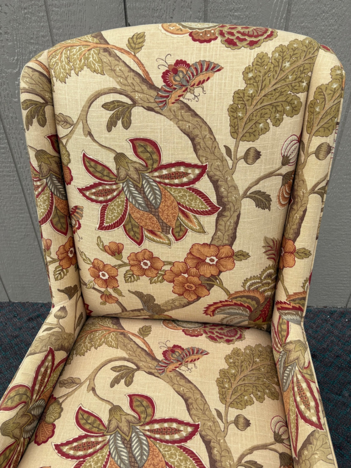 68124  Set of 6 Highland House Upholstered Dining Chairs, Floral Pattern