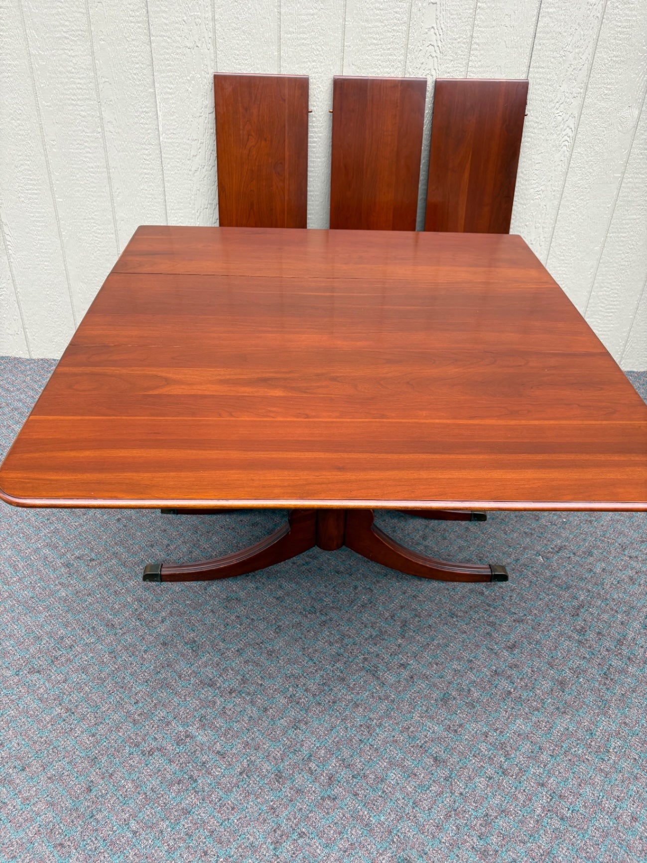67867  Mid-century Solid Cherry Modern Drop Leaf Dining Table with Three Leaves