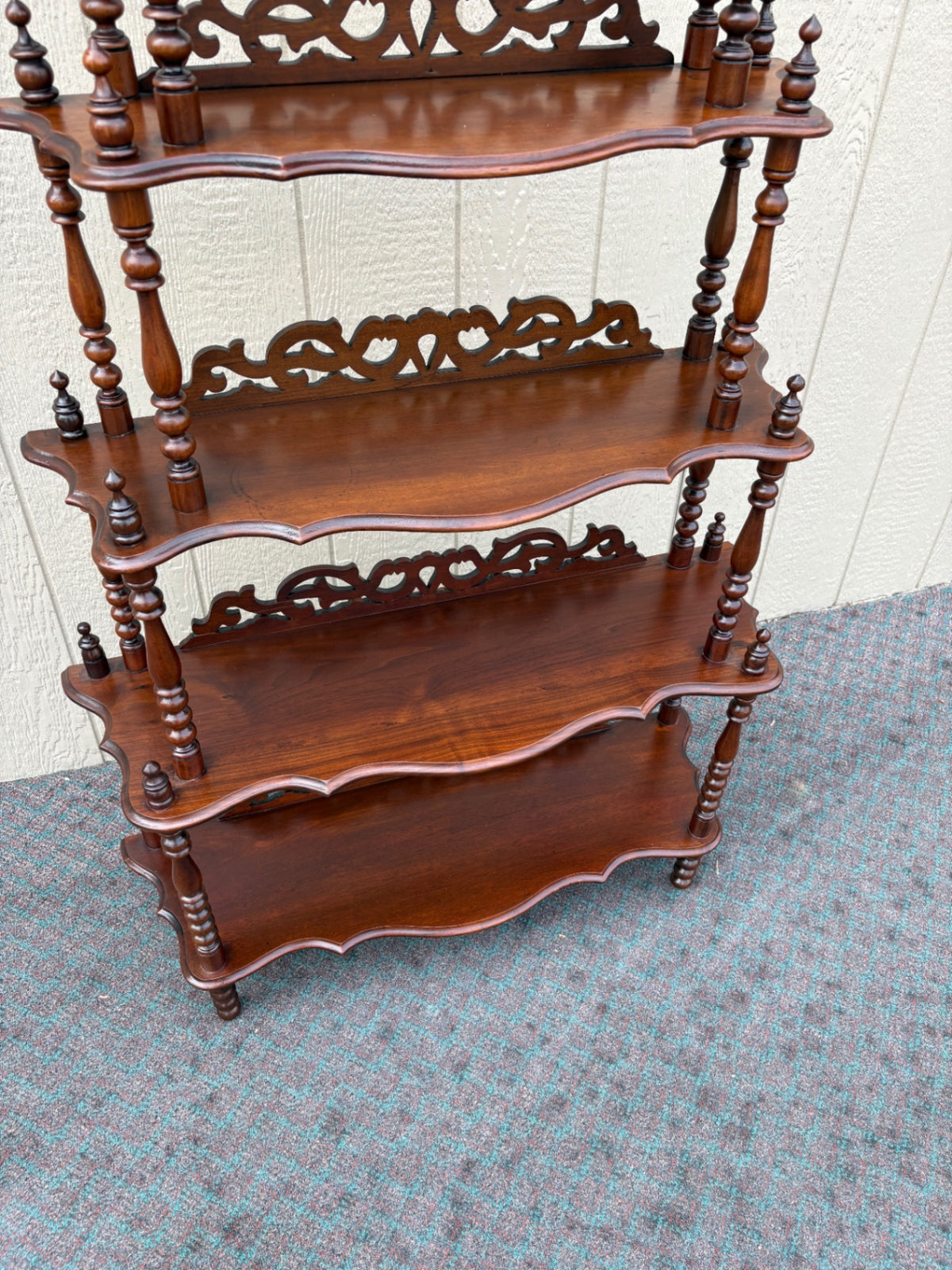 68063 Victorian Five-Tier Etagere Bookcase with Ornate Carvings