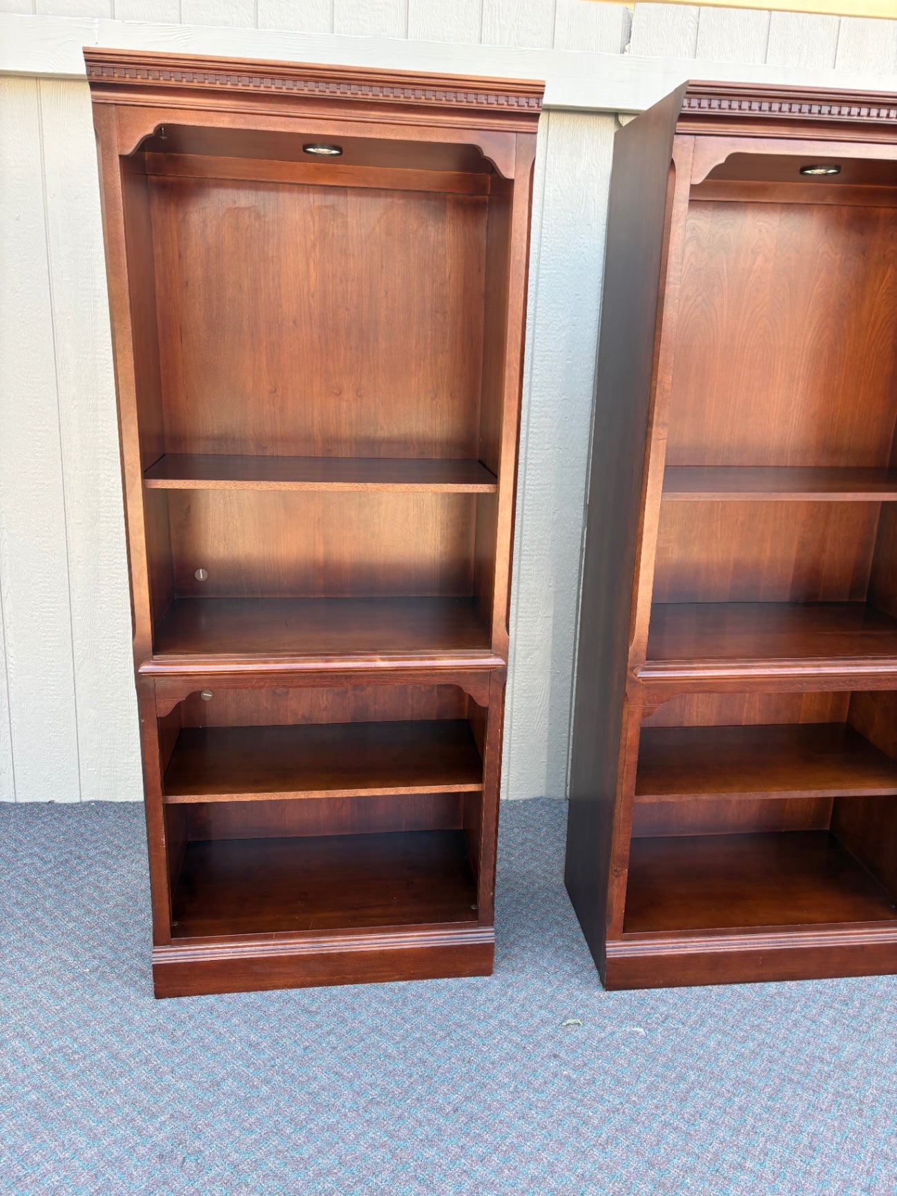 67836 Pair of Traditional Mahogany Bookcases with Dentil Molding