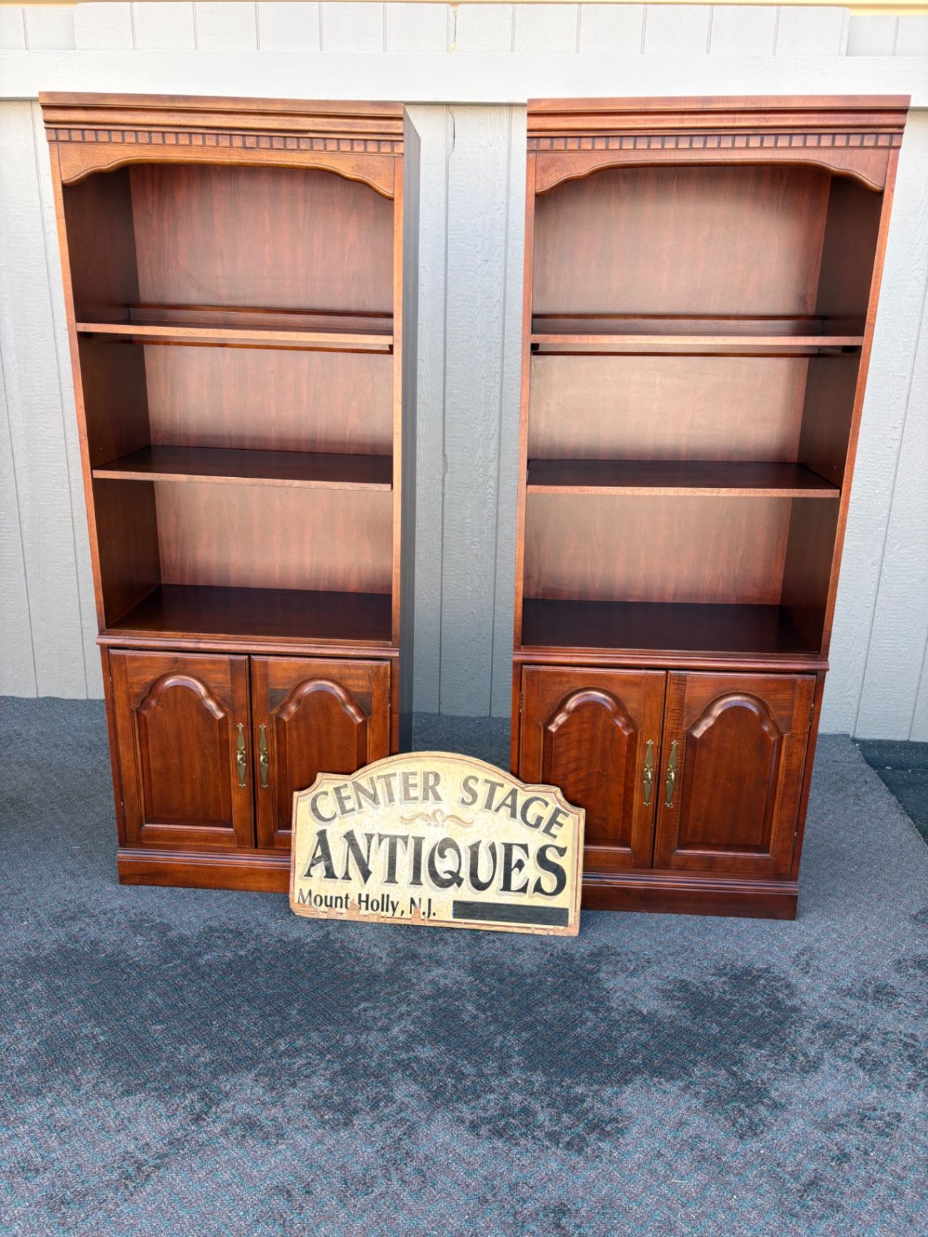 67482  Pair of Hooker Traditional Bookcase Cabinets in Rich Cherry Finish