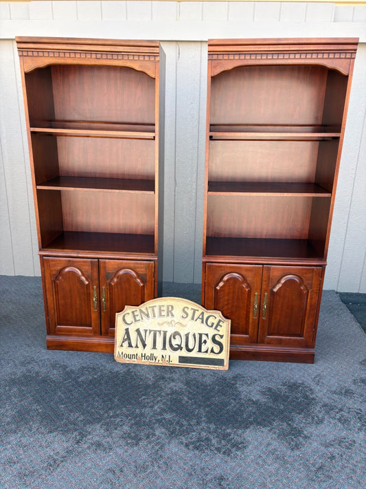 67482  Pair of Hooker Traditional Bookcase Cabinets in Rich Cherry Finish