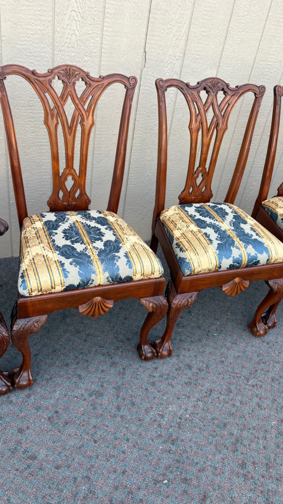 67883 Set of 6 Chippendale Style Mahogany Dining Chairs with Claw Feet