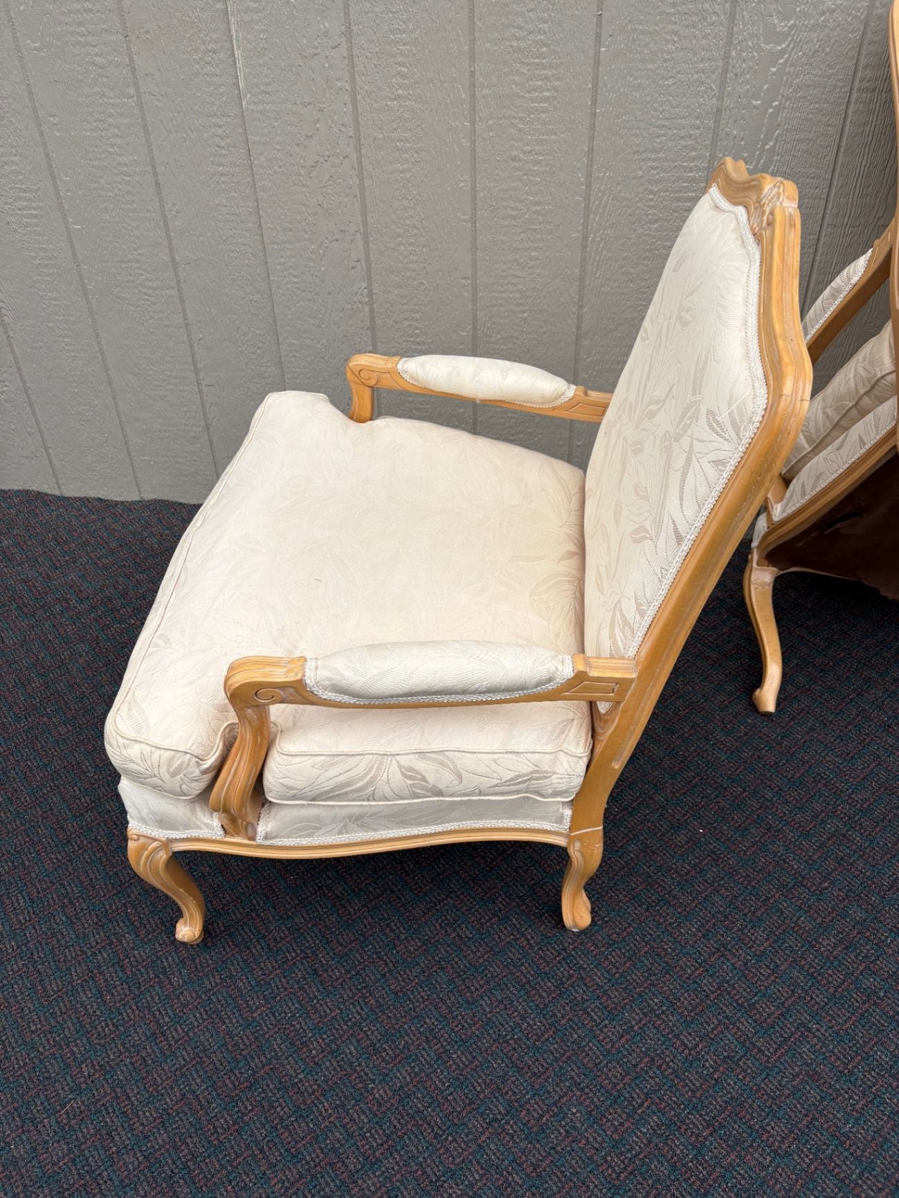 67530 Pair of Chateau Dax Italian Louis XV Style Armchairs in Cream