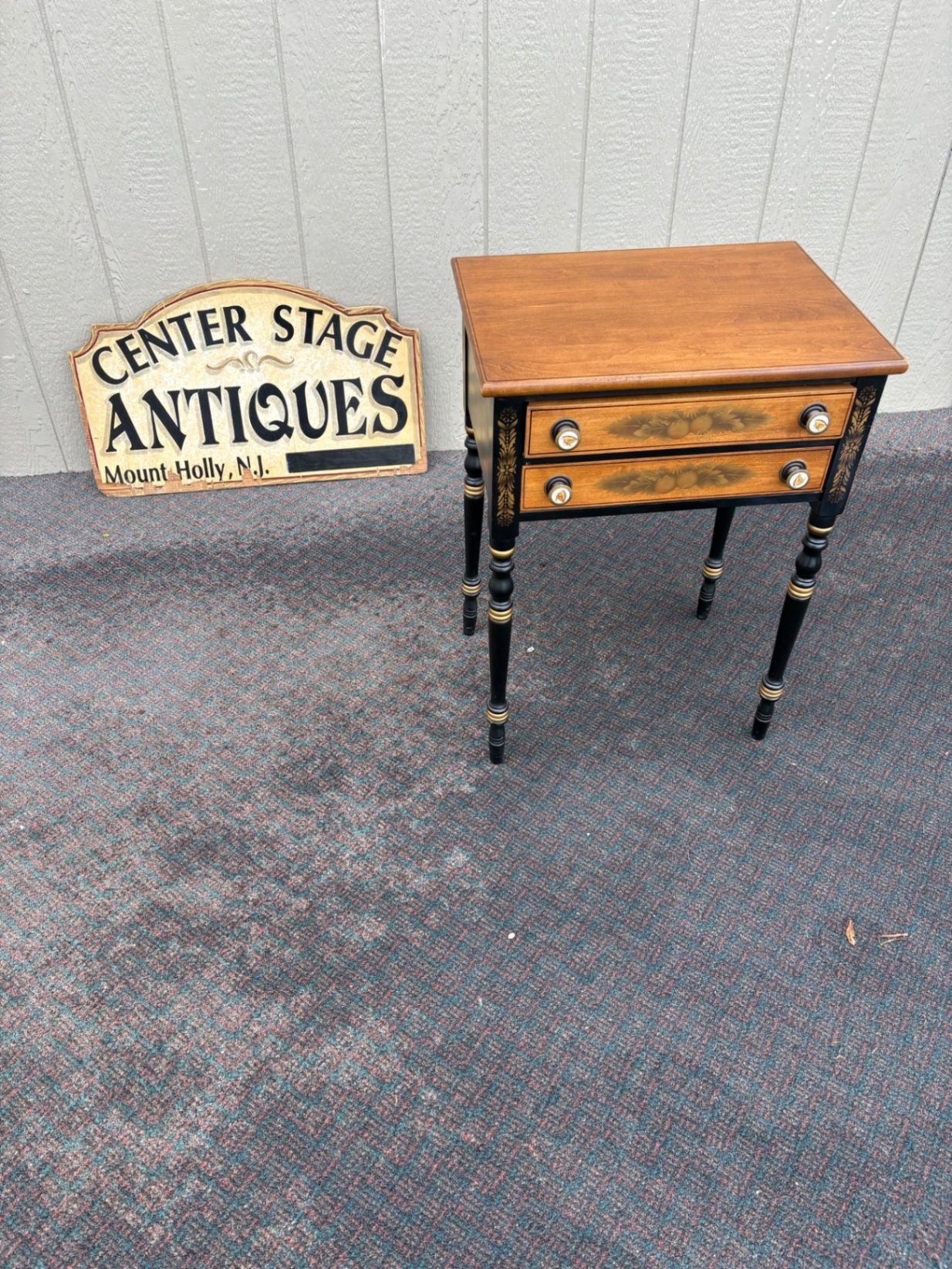 67484  Hitchcock Style Nightstand with Hand-Painted Details