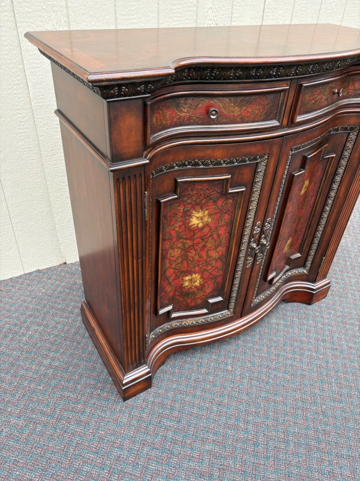 67704 Elegant Traditional Wood Storage Cabinet with Decorative Panels