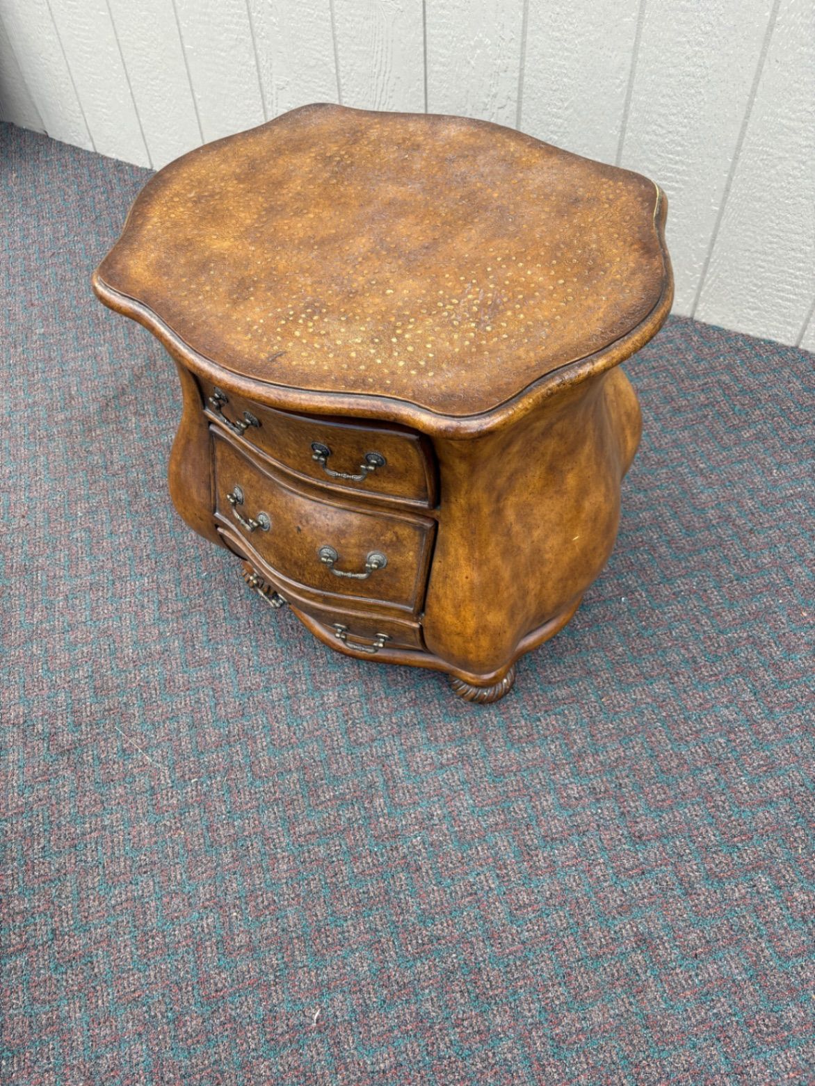 67583 Antique French Provincial Bombe Chest Nightstand