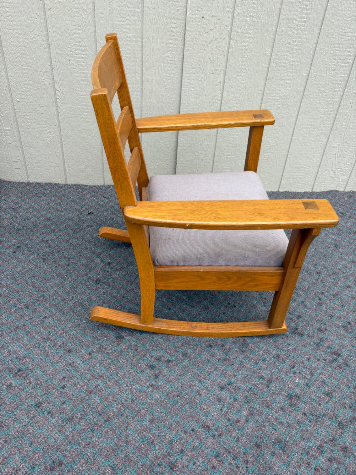 Mission Style Oak Rocking Chair with Upholstered Seat