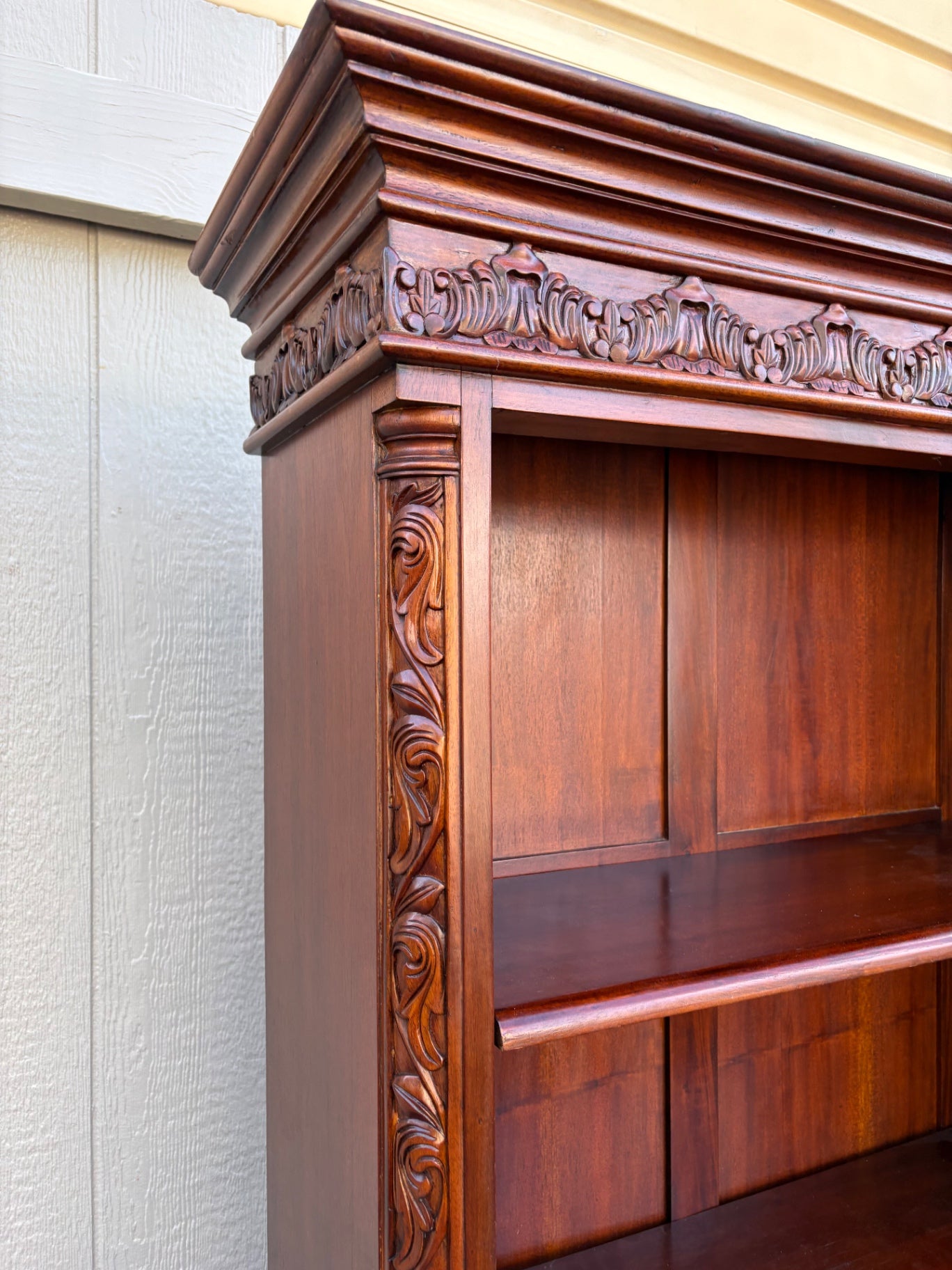 67941 Ornate Mahogany Chippendale Bookcase with Claw Feet and Drawers