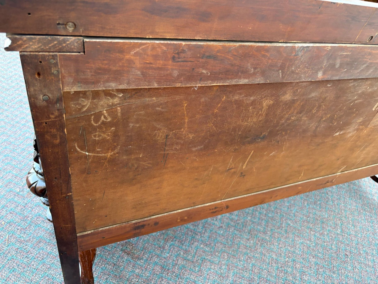 67513  Antique Victorian Sideboard Buffet with Ornate Carved Mahogany