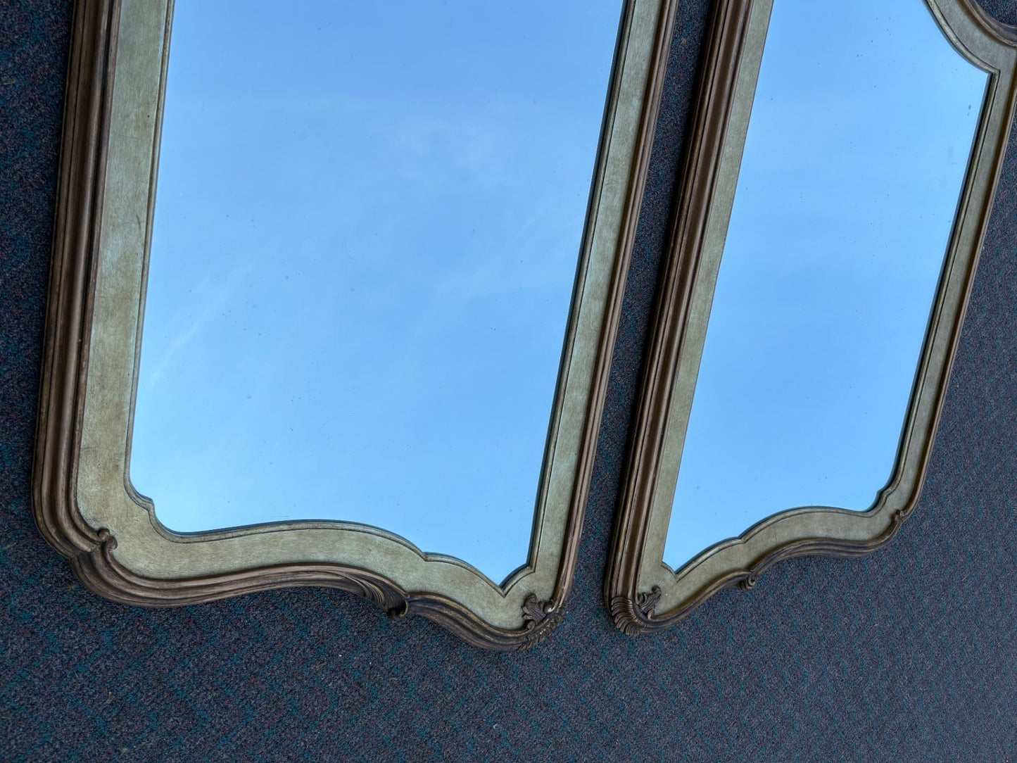66850 Pair of Vintage Gold Gilt Wall Mirrors with Ornate Frames