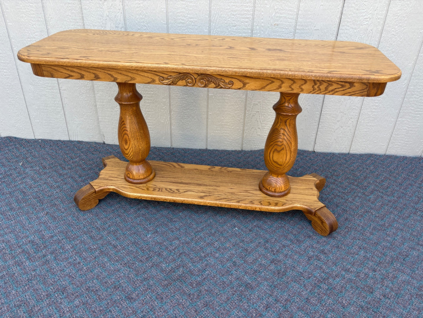 67874 Solid Oak Console Table with Turned Pedestal Legs by Heirloom