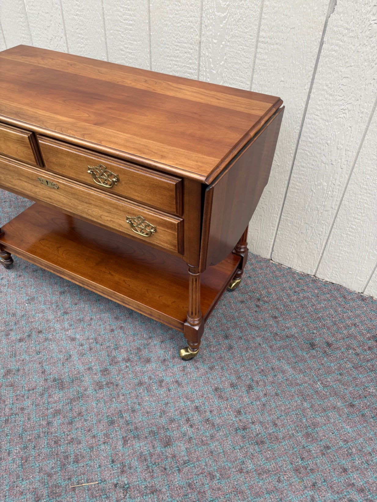 67976  Statton Cherry Drop Leaf Server with Brass Hardware