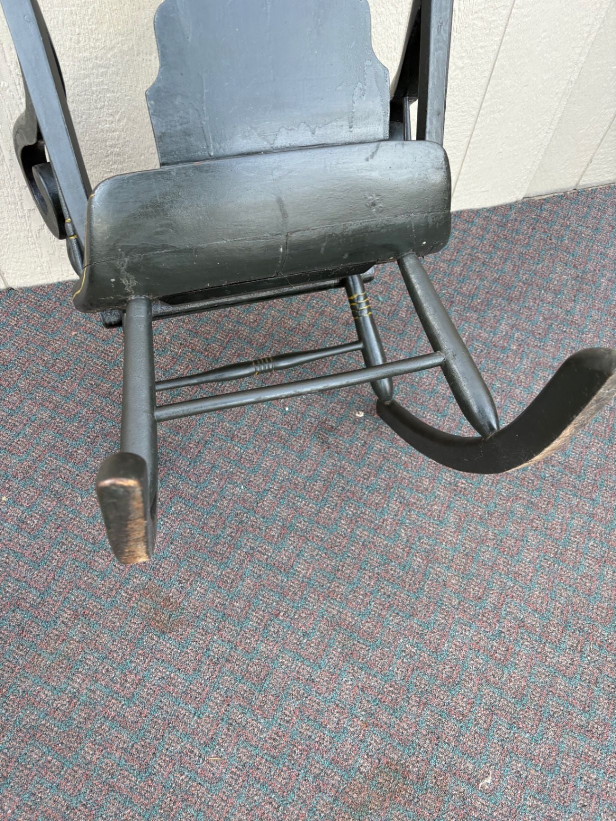67519 Early 20th Century Hand-Painted Black Country Rocking Chair