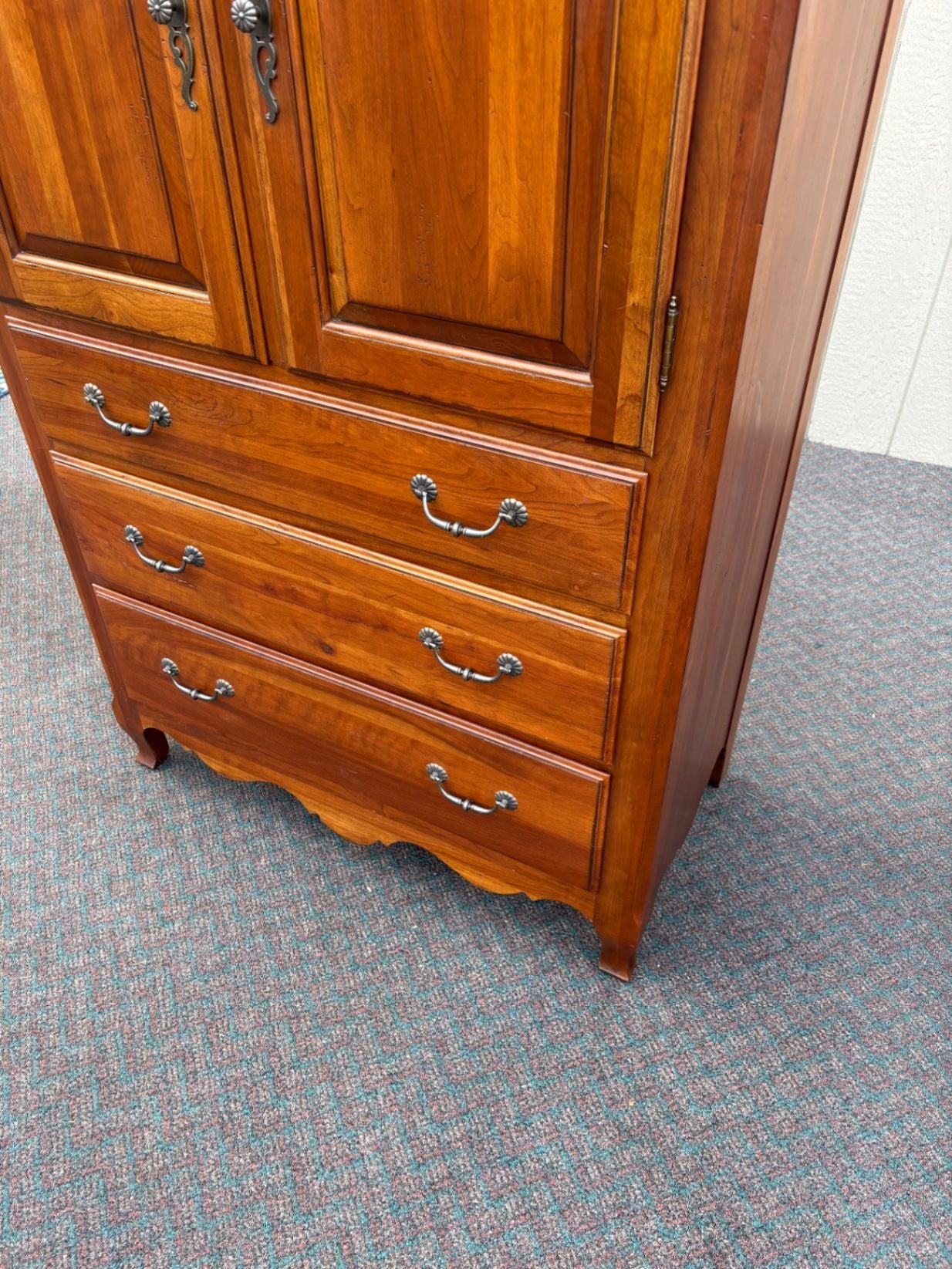 67581 Ethan Allen Cherry High Chest Dresser with Elegant Hardware