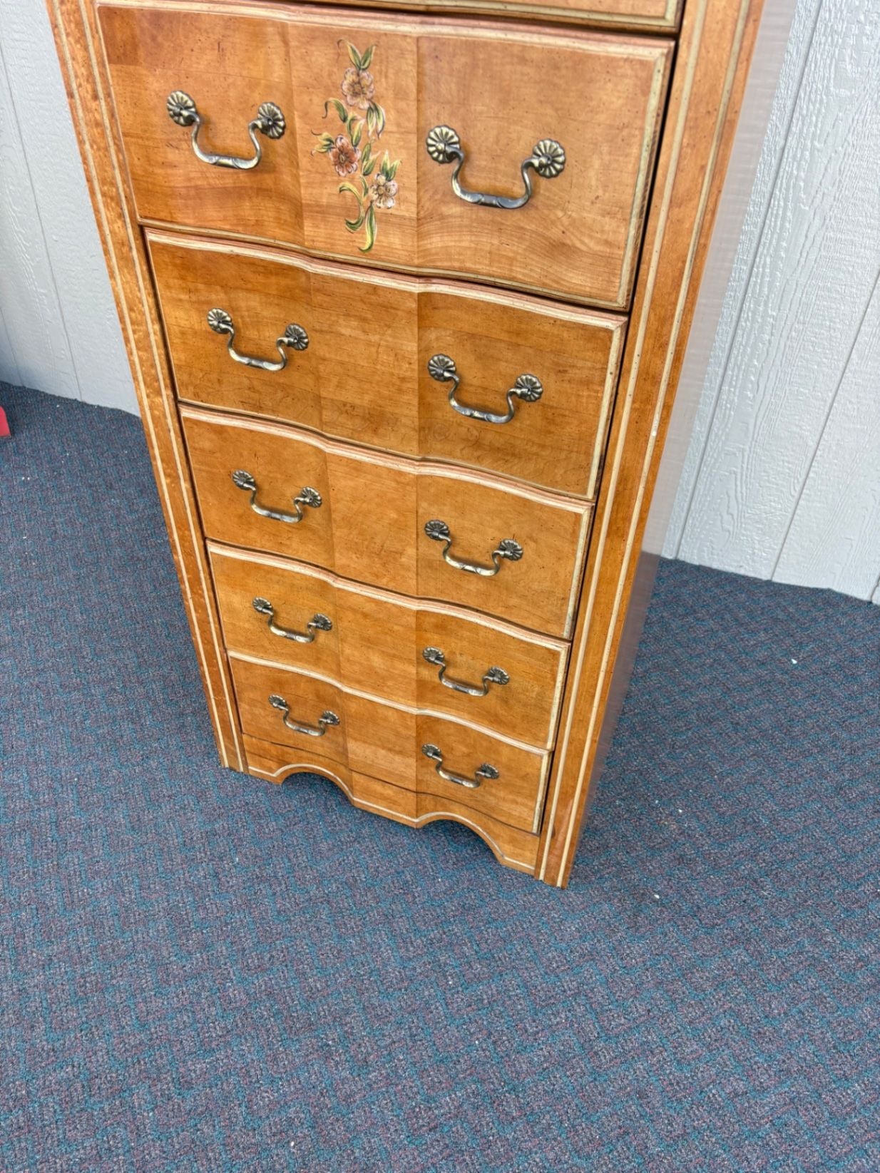 67431 Vintage Stanley Floral Lingerie Chest with Brass Handles