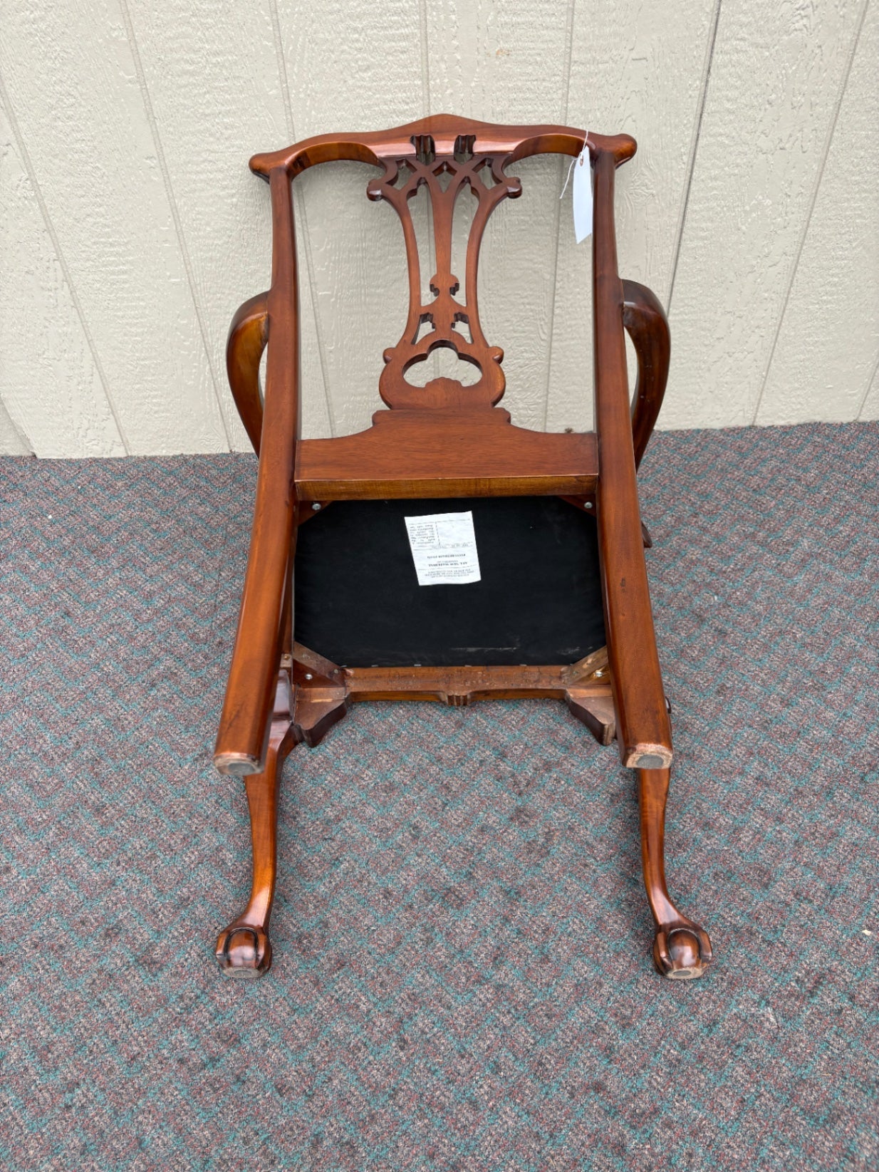 67637 Elegant Chippendale Style Mahogany Armchair with Carved Details
