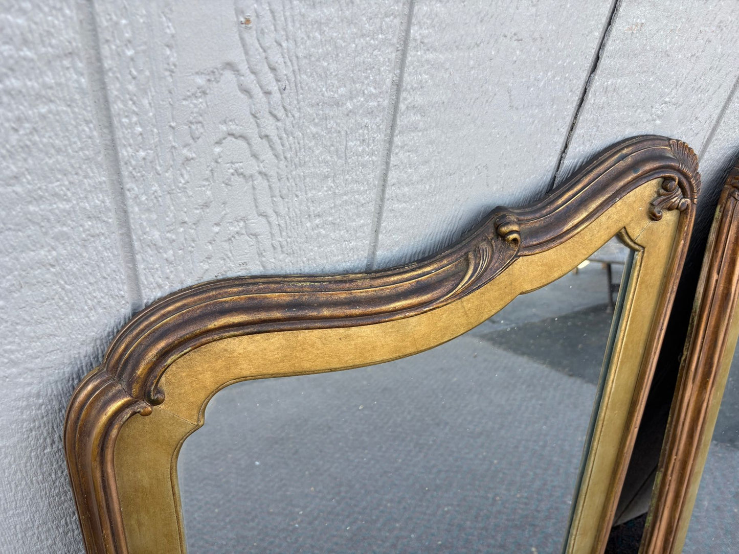 66850 Pair of Vintage Gold Gilt Wall Mirrors with Ornate Frames