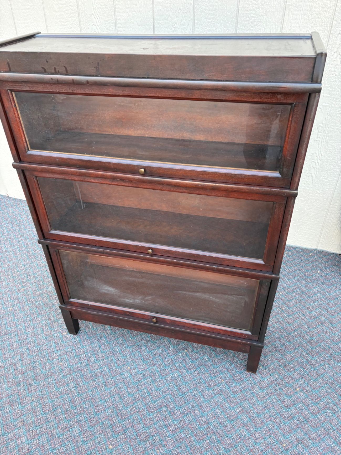 67597 Vintage Mahogany Barrister Bookcase with Glass Fronts