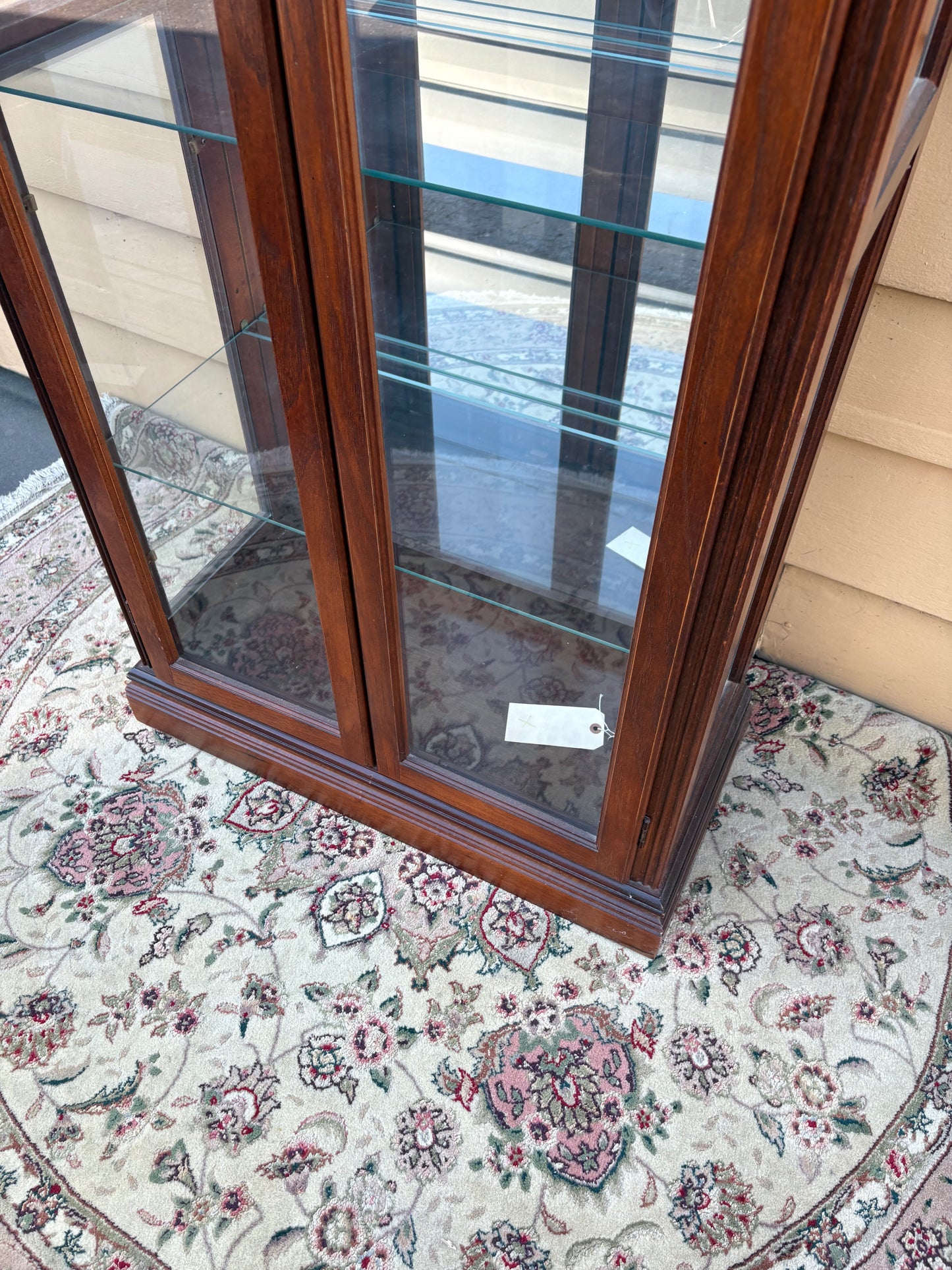 67787 Elegant Glass Display Curio Cabinet with Mahogany Finish