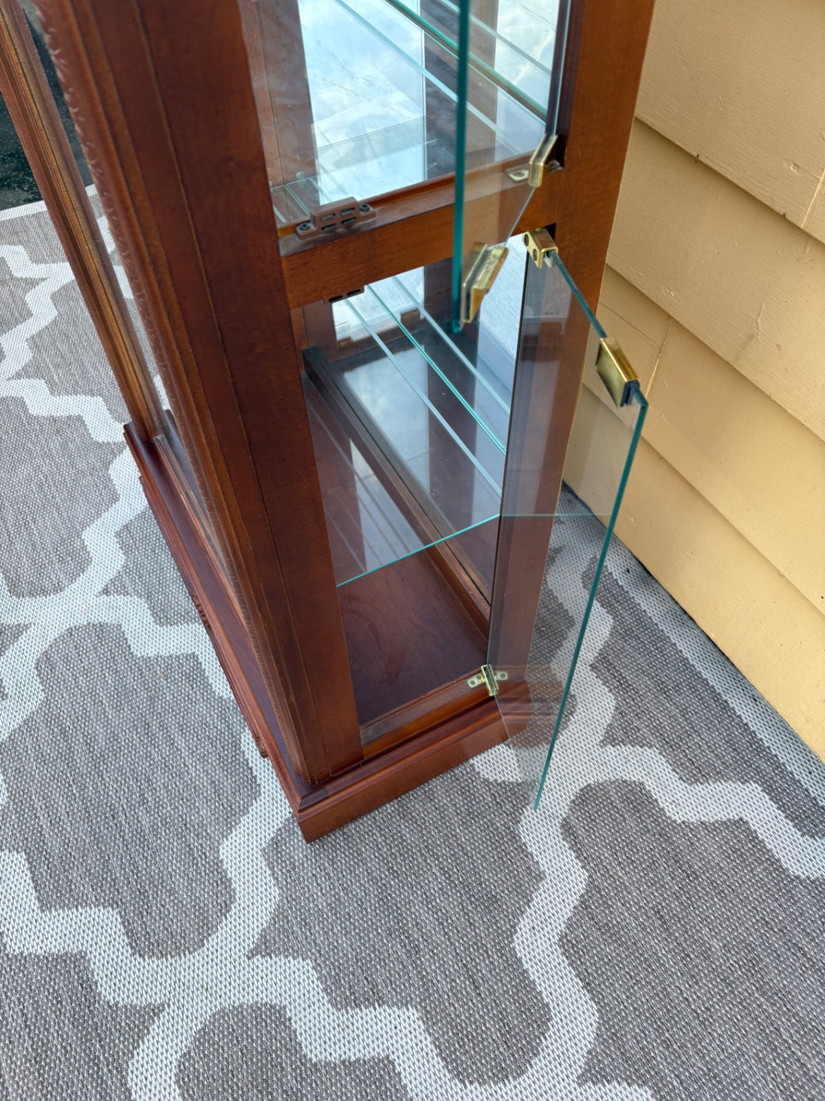 68206 Pulaski Traditional Cherry Side Loading Curio Cabinet with Glass Shelves