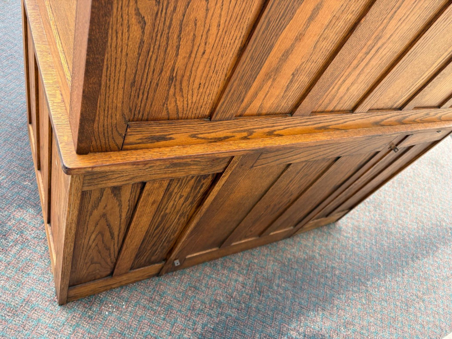 67465 Antique Oak Roll Top Desk, Early 1900s, Solid Oak