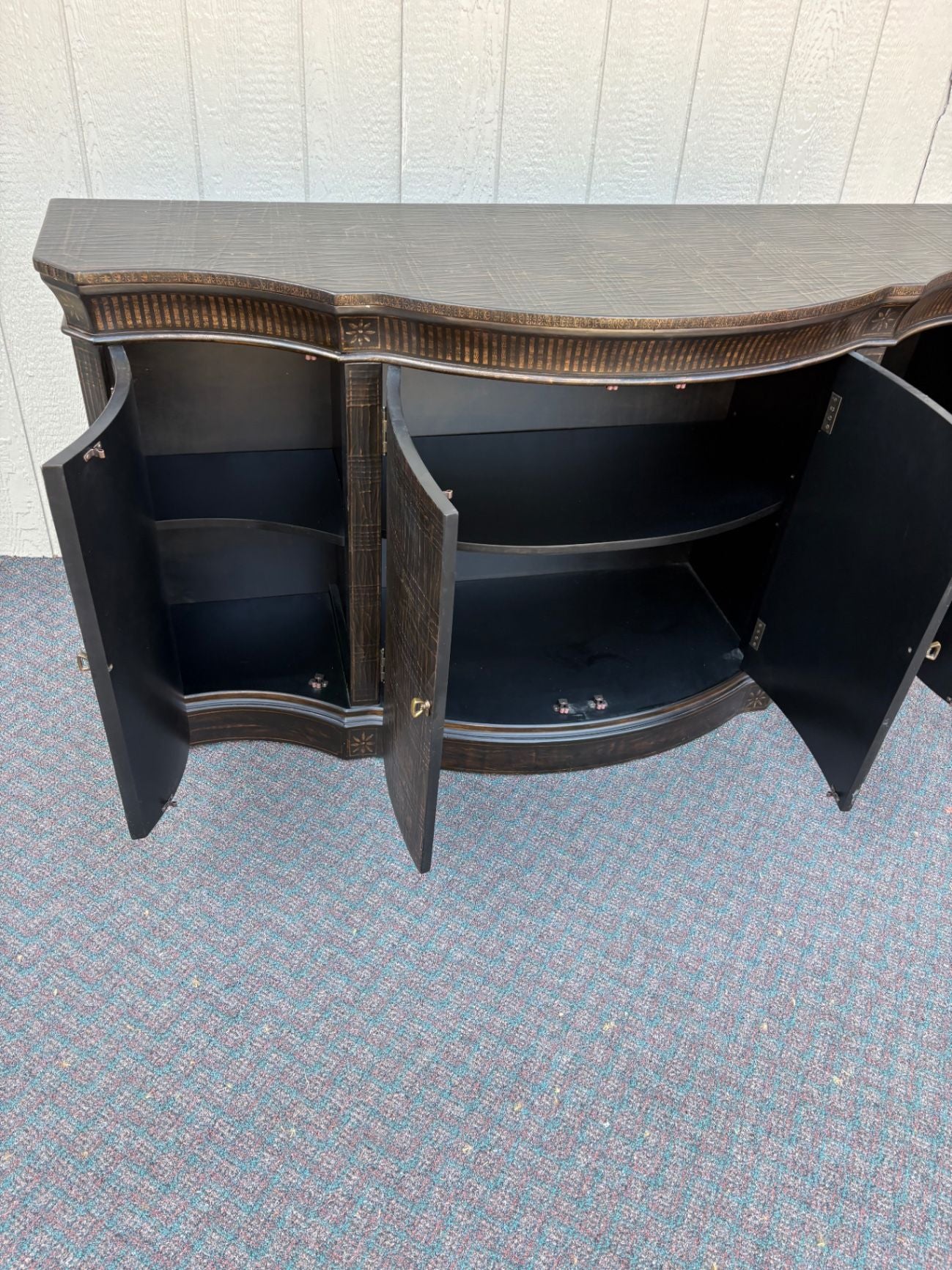 67647 Ethan Allen Asian-Inspired Sideboard Cabinet with Intricate Detailing