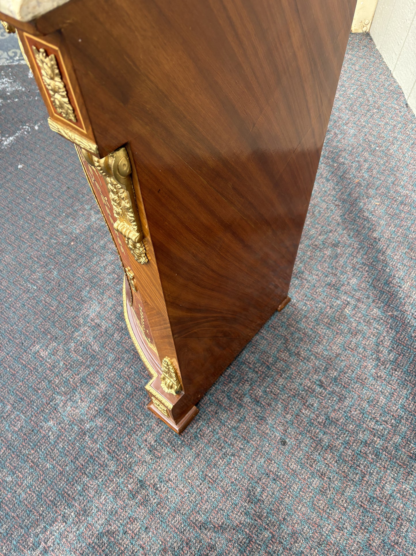 Elegant Marble Top Corner Cabinet with Ormolu Accents