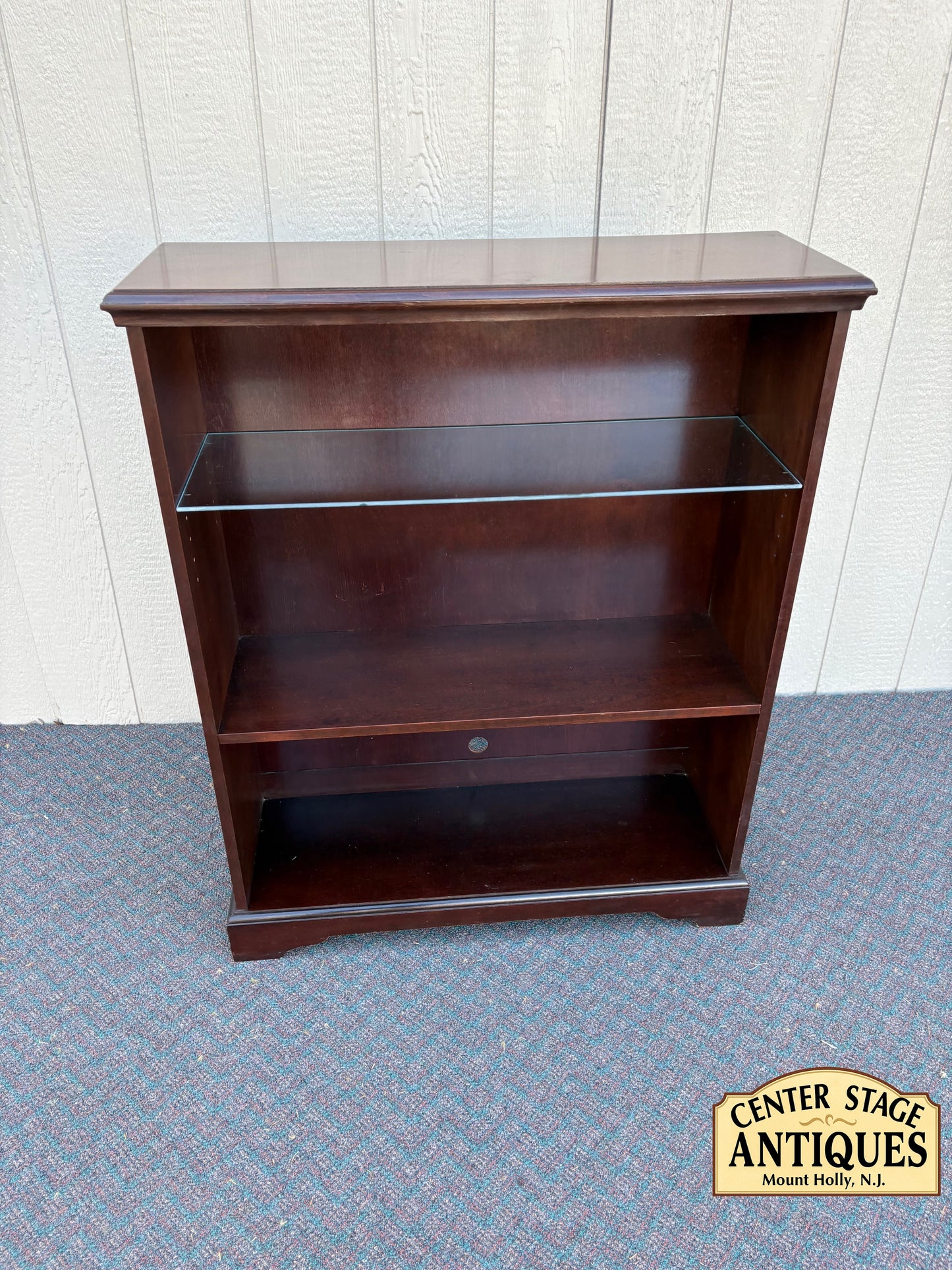 67532 Bombay Mahogany Bookcase with Glass Shelf, 1990s