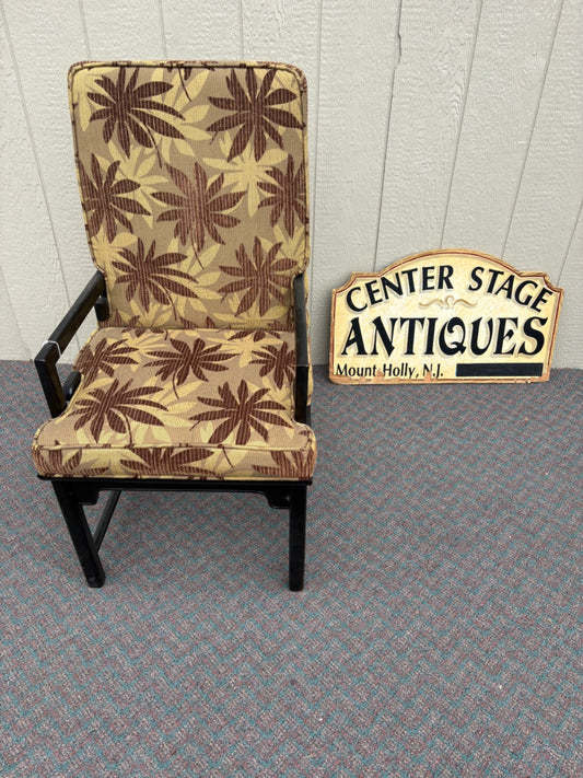 65672 Set of 6 Mid-Century Modern Dining Chairs with Floral Upholstery