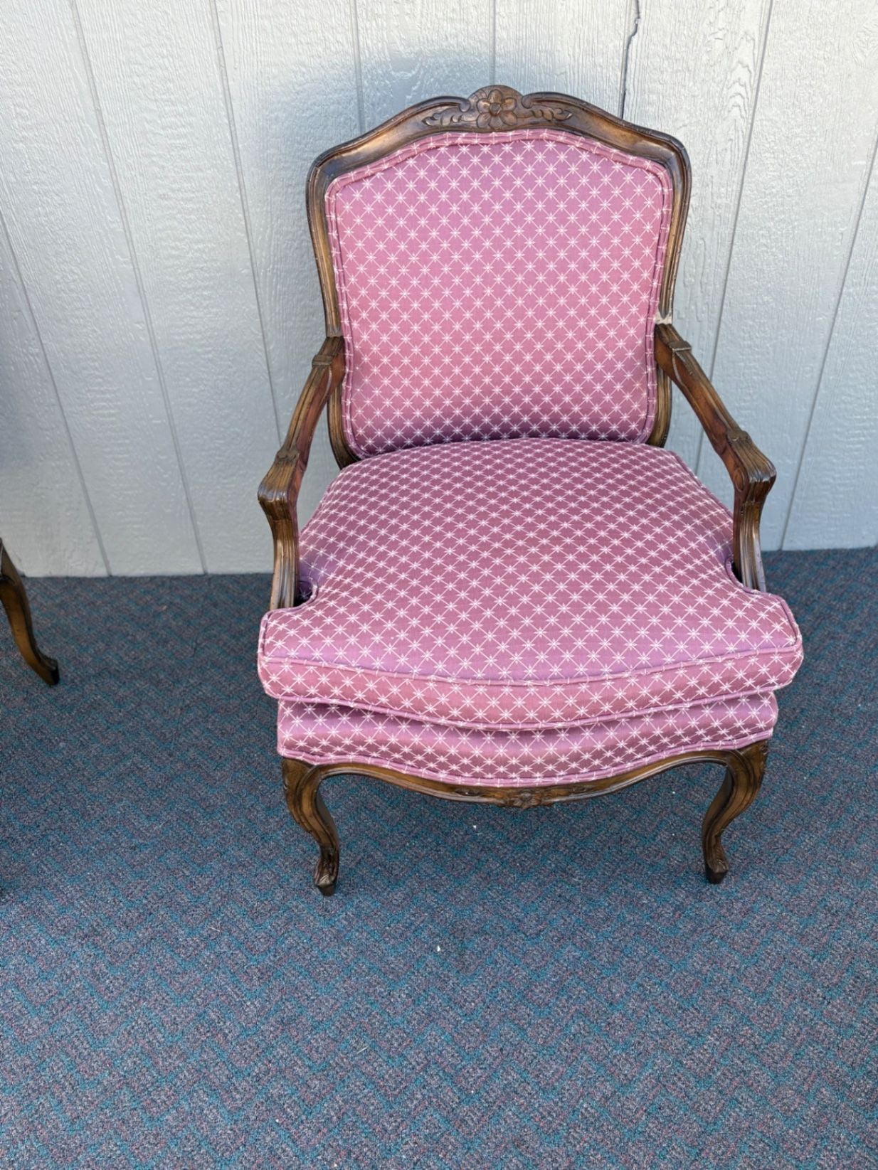 67423 Pair of French Louis XV Style Carved Wood Armchairs