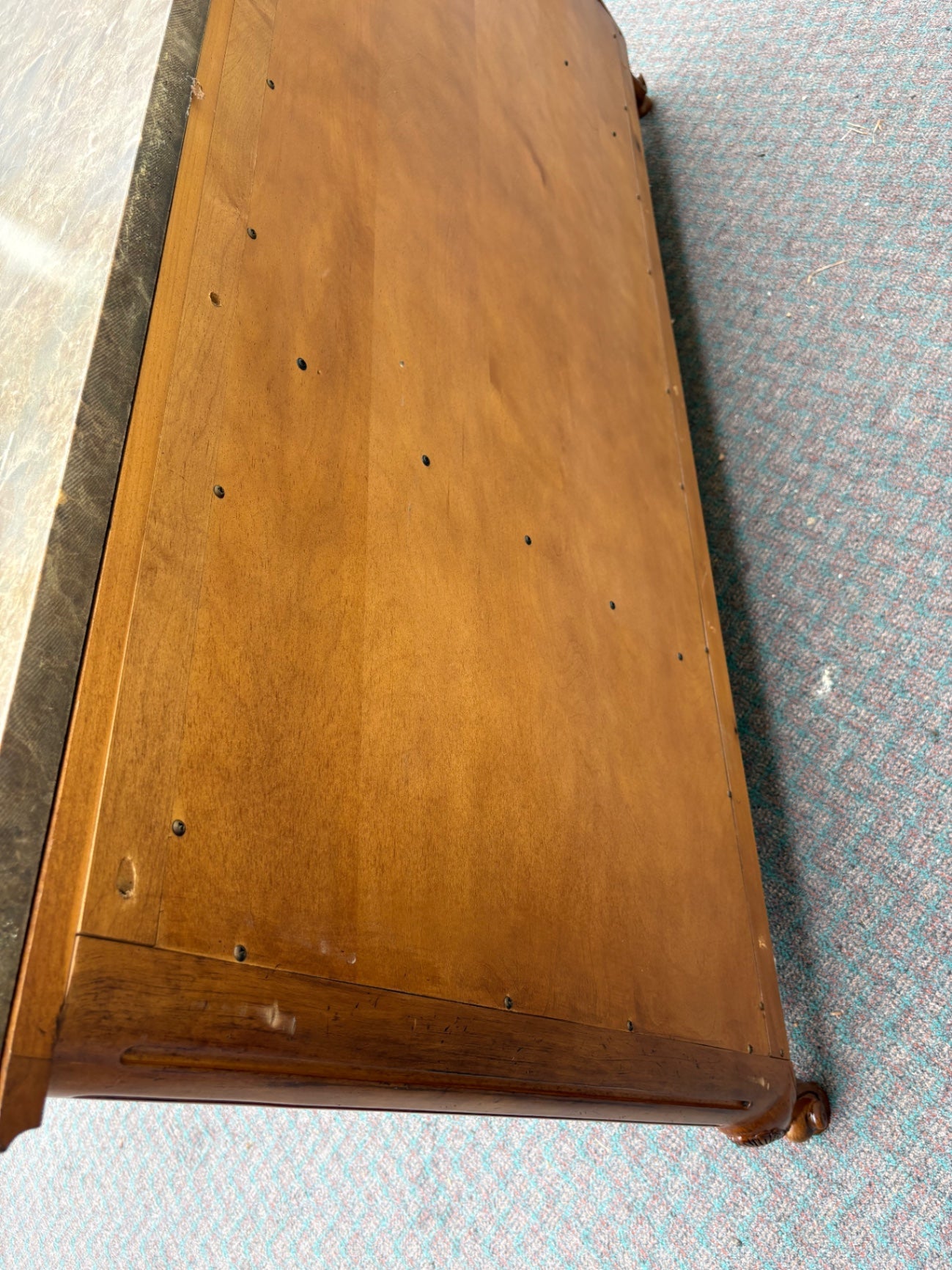Century French Provincial Marble Top Buffet in Rich Cherry Finish