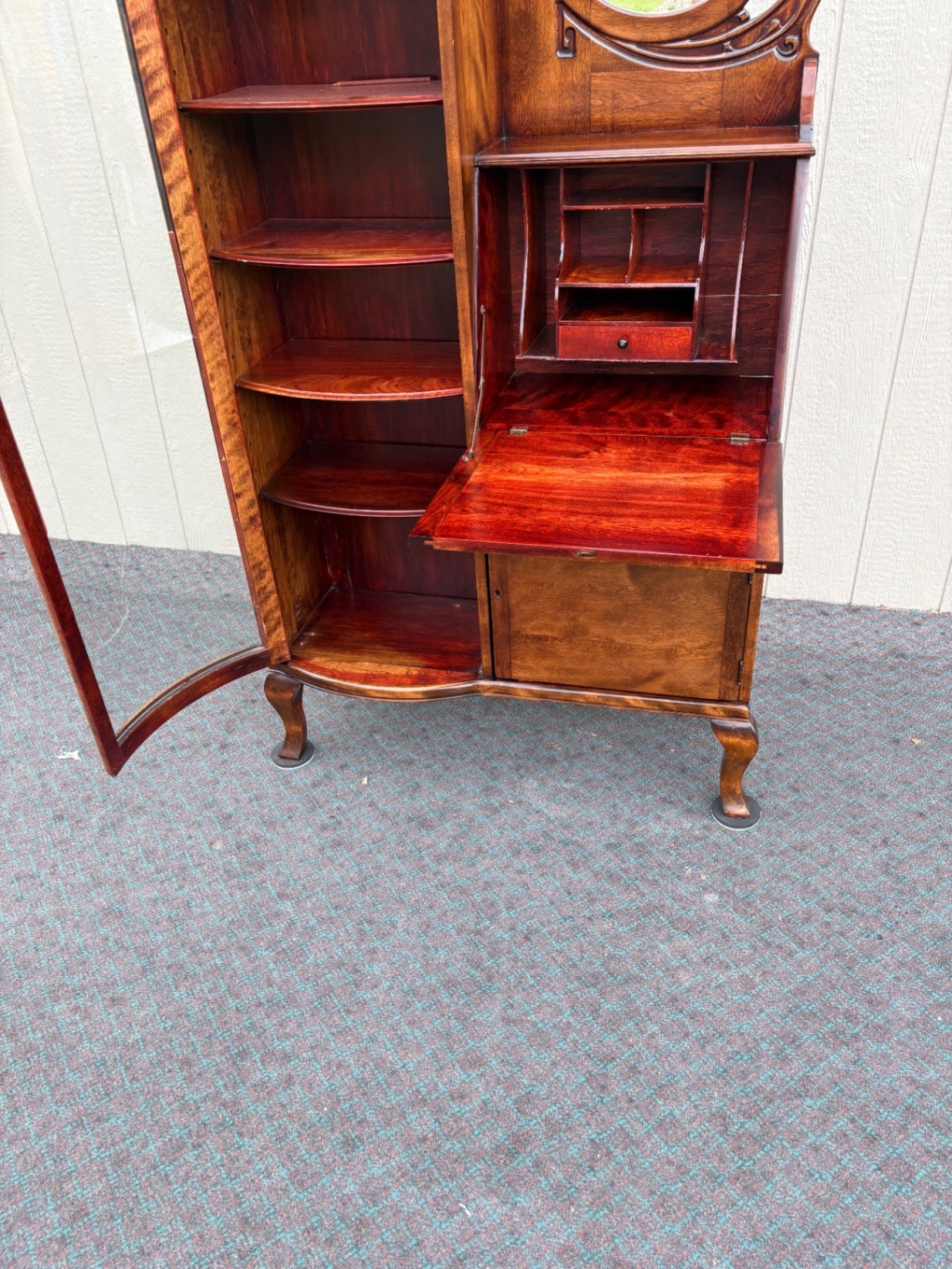 68103 Edwardian Mahogany Side by Side Curio Desk with Mirror