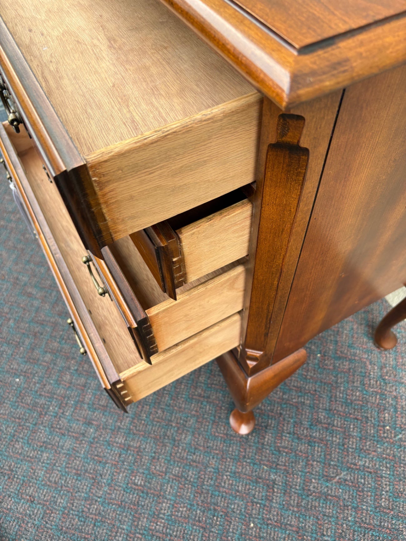 67821 Vintage Lane Queen Anne Style Cherry Wood Chest with Brass Gallery