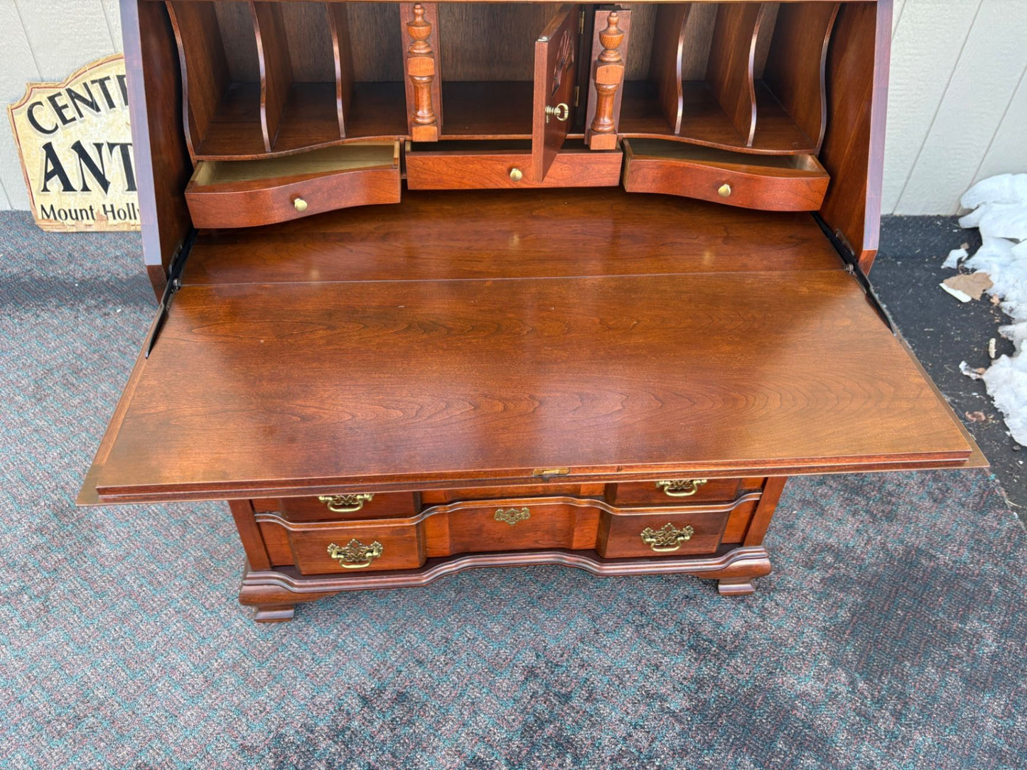 67438   Jasper Mahogany Secretary Desk with Glass Hutch